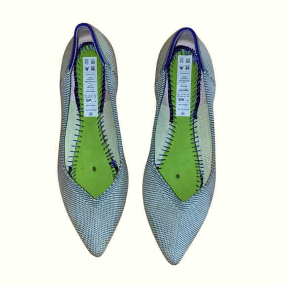 Rothy's Womens Pointed Toe Flats Size 5 Green Knit Slip-On Shoes Eco-Friendly - Picture 14 of 16